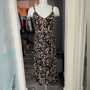 Ann Taylor Loft Black and Cream Patterned Dress
